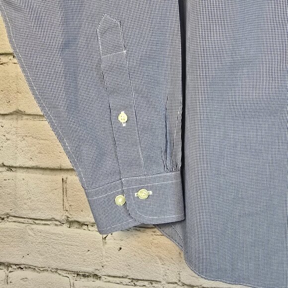 BROOKS BROTHERS LONG SLEEVE BUTTON DOWN NAVY WHITE CHECKED YOUTH SIZE 20 EUC - Picture 4 of 4